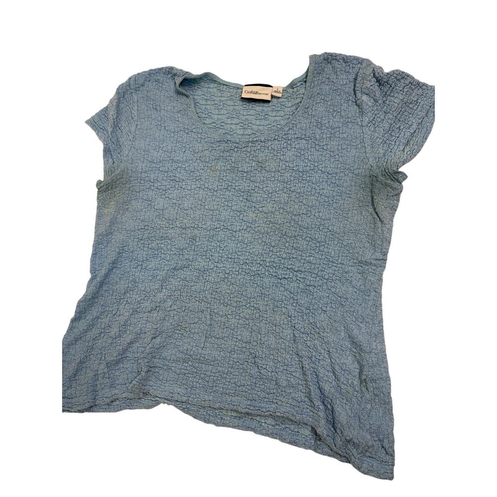 SKU3086 Croft & Barrow Women's Large Blue Stretch Blouse Short Sleeve Top